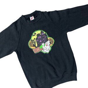 Vintage Kids Halloween Sweatshirt Haunted House Ghost 1980s Jerzees XL 18 Kitsch